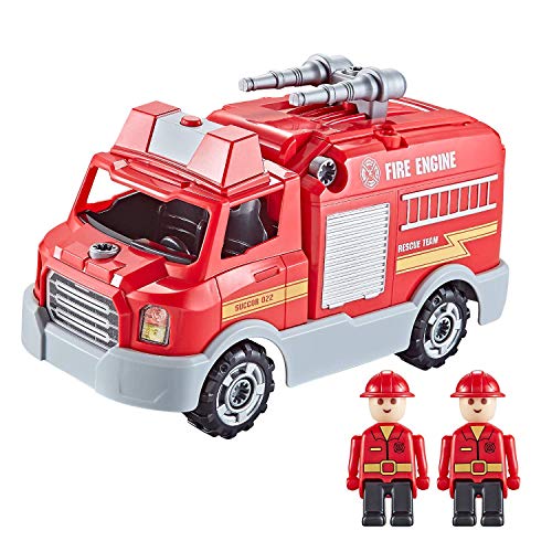 Product Cover Take Apart Toys With Electric Drill - Fire Engine with lights, sounds and 32 pieces - Build Your Own Fire Engine Toy Kit for Boys & Girls Aged 3 4 5 6 7 8 (inc screws and electronic drill) - TG807