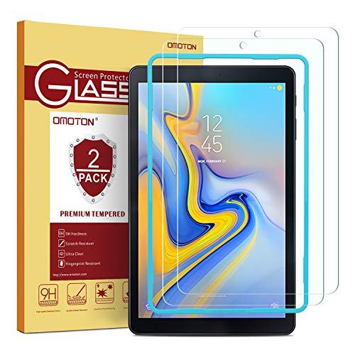 Product Cover [2 Pack] OMOTON Screen Protector for Samsung Galaxy Tab A 8.0 Inch 2018 (SM-T387), Tempered Glass/Alignment Frame/Anti Scratch