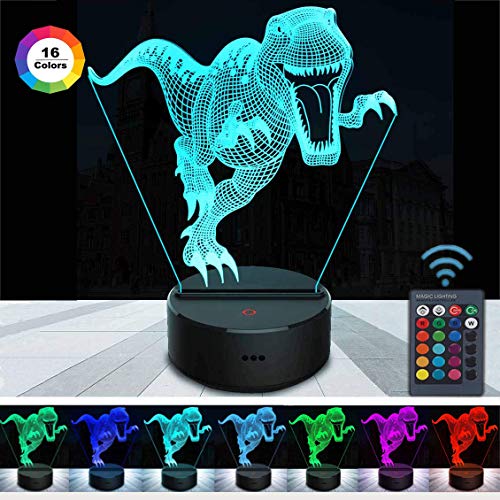 Product Cover Tuanchang 3D Night Light Dinosaur for Kids, 3D Illusion Lamp Dimmable Brightness Night Lamp with Remote Control & Smart Touch 16 Colors Changing Dinosaur Gifts for Boys Girls Christmas Birthday Party