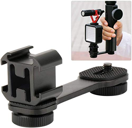 Product Cover Triple Cold Shoe Mount Gimbal Extension Bracket, Microphone Led Video Light Stand and Light Mount Plate Adapter for Zhiyun Smooth 4/Q, DJI OSMO Mobile 2 and Feiyu Vimble 2 Gimbal Stabilizer