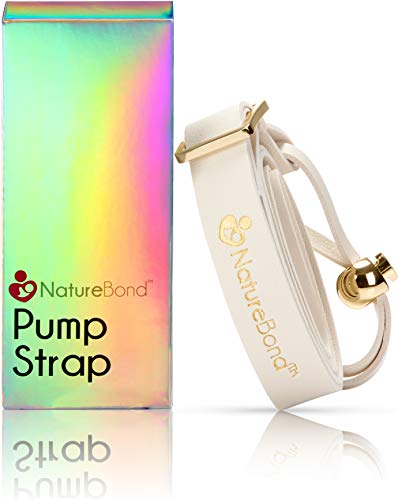 Product Cover NatureBond Pump Strap Lanyard for Manual Silicone Breast Pump/Breastfeeding/Breastmilk Saver - PU Leather Ivory Color in Hologram Gift Box
