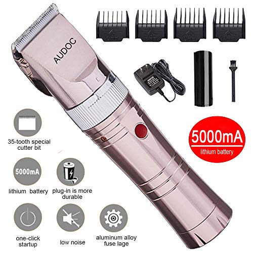 Product Cover AUDOC Heavy Duty Pet Professional Dog Grooming Clippers Low Noise Dog Shaver Clippers High Power Dog Clipper for Thick Heavy Coats Plug-in Pet Trimmer with Guard Combs for Dogs Cats Other Animals