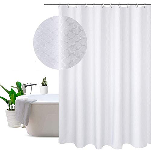 Product Cover EurCross White Waffle Pattern Fabric Shower Curtain 72 x 78 inch, Heavyweight, Water-Repellent Bathroom Shower Curtain, Standard Size 6ft Wide by 6.5ft Long
