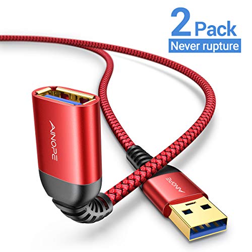Product Cover AINOPE USB 3.0 Extension Cable Type A Male to Female Extension Cord 2PACK 6.6FT Durable Braided Material Fast Data Transfer Compatible with USB Keyboard,Mouse,Flash Drive, Hard Drive,Printer