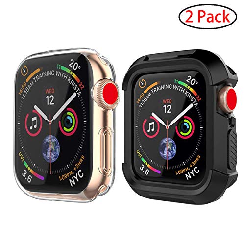 Product Cover Doboli Compatible for Apple Watch Screen Protector 42mm Case with Soft TPU All Around Cover and iWatch Bumper Case for Series 3 Series 2 Clear/Black 2 Pack