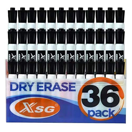 Product Cover Premium Dry Erase Markers,Black Whiteboard marker pens- Low Odor Chisel Tip Thick pens, Chisel Tip, 36 Count, Black