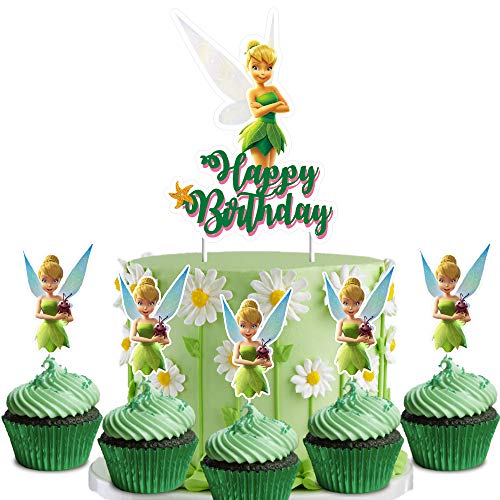 Product Cover Tinkerbell Cake Topper Cupcake Decorations Birthday Party Topper for Children, 21 counts