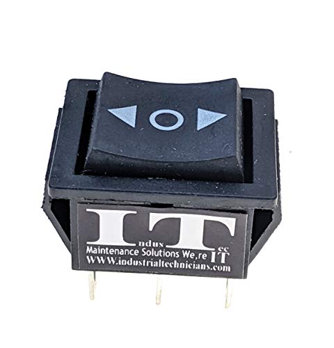 Product Cover IndusTec DPDT 20 AMP-6 Pin (on) / Off / (on) Momentary Rocker Switch Polarity .250 Quick Plug Double Pole Double Throw 12V DC Motor Control