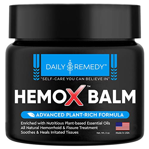 Product Cover Daily Remedy HemoX Hemorrhoid & Anel Fissure Balm- All Natural Hemmoroid Treatment Symptom Relief Cream - Fast-Acting Organic-Based Ointment for Hemroid Burning, Itching, Pain & Swelling- Made in USA