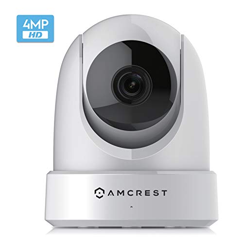 Product Cover Amcrest 4MP UltraHD Indoor WiFi Camera, Security IP Camera with Pan/Tilt, Two-Way Audio, Dual-Band 5ghz/2.4ghz, Wide 120° FOV, Updated Javascript Firmware, Version 2, IP4M-1051W (White) (Renewed)
