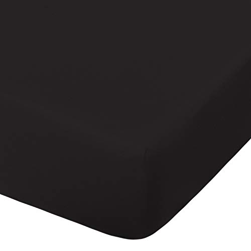 Product Cover NTBAY Microfiber Crib Fitted Sheet, Cozy and Soft Solid Color Toddler Sheet, Black, 28 x 52 Inches