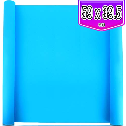 Product Cover LEOBRO Oversize Silicone Mat for Crafts, Nonslip Nonstick Silicone Sheet for Jewelry Casting Mat, Heat-Resistant Craft Mat for Epoxy Resin, Glitter Slime, Paint, Sky Blue (23.2