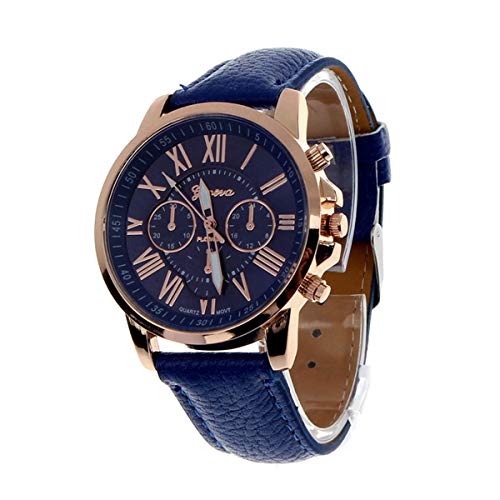 Product Cover QIUUE Bracelet Watches for Women Numerals Faux Leather Analog Quartz Wrist Watch (Dark Blue)
