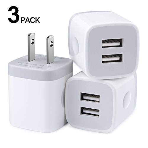 Product Cover Charger Box, Wall Charger, Dual USB Phone Charger Adapter, 2.1 amp USB Plugs 3 Pack Wall Plug in Fast Charging Blocks Compatible for iPhone X S 8 7 6S Plus Samsung Galaxy A20 S8 S9 S10 e Note9 LG G3