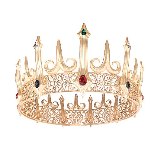 Product Cover Eseres Gold King Crown for Men Adult's Costume Crowns Birthday Cake Topper