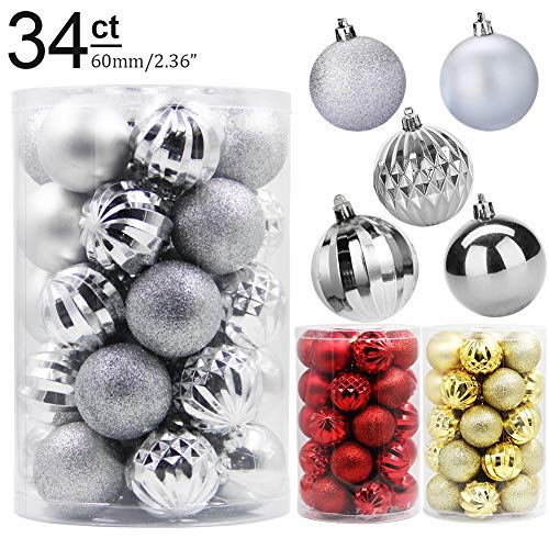 Product Cover Lulu Home Christmas Ball Ornaments, 34 Pack Xmas Tree Decorations Hanging Balls Silver 2.36''