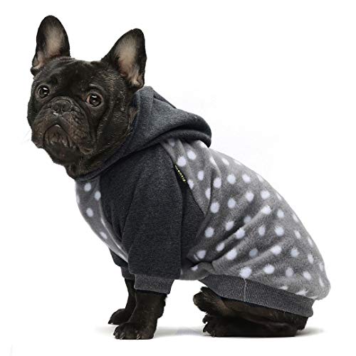 Product Cover Fitwarm Polka Dot Pet Clothes Dog Hoodie Sweatshirts Pullover Cat Jackets Fleece Grey Large
