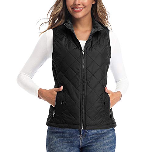 Product Cover Art3d Women's Vests - Padded Lightweight Vest for Women, Stand Collar Quilted Gilet with Zip Pockets