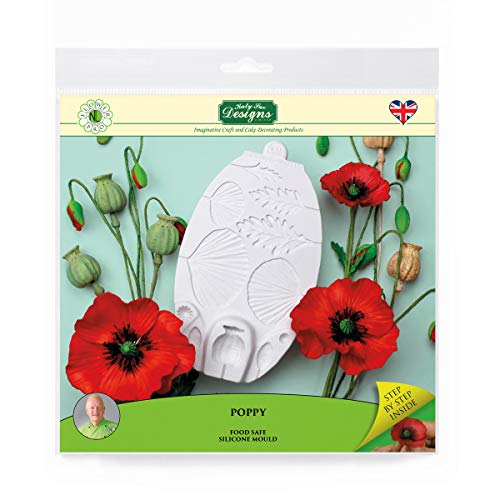 Product Cover Poppy Silicone Sugarpaste Icing Mold, Flower Pro by Nicholas Lodge for Cake Decorating, Crafts, Cupcakes, Sugarcraft, Candies and Clay, Food Safe, Made in the UK
