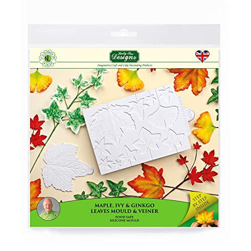 Product Cover Maple, Ivy, Ginkgo Leaves and Veiner Silicone Sugarpaste Icing Mold, Flower Pro by Nicholas Lodge for Cake Decorating, Crafts, Cupcakes, Sugarcraft, Candies and Clay, Food Safe, Made in the UK