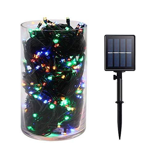 Product Cover Gr8buy Solar Fairy String Lights with 72ft / 200 LED for Outdoor or Bedroom Christmas Tree Holiday Decoration, 8 Twinkle Mode Starry Lights Includes 1200mA Rechargeable Battery (Multicolor)