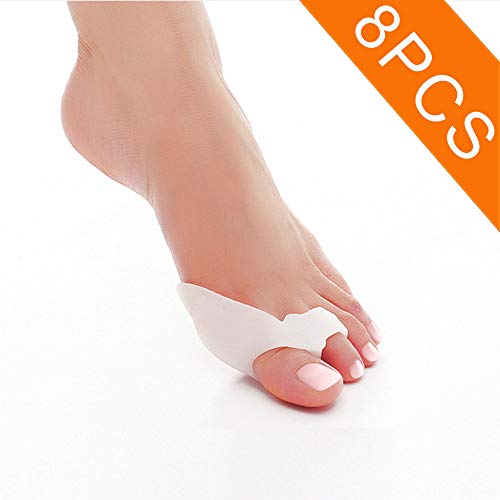 Product Cover 8PCS Bunion Pads, Upgrade Soft Silicone Toe Separators Big Toe Bunion Correctors, Hammer Toe Straighteners Splint for Foot Pain Toe Stretchers for Women Men