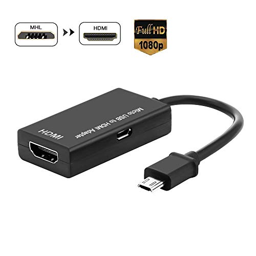 Product Cover MHL Micro USB to HDMI Cable Adapter, Micro USB to HDMI 1080P Video Graphic Converter for Samsung Galaxy S5, S4, S3 etc Phones with MHL Function (Black)