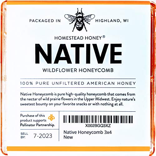 Product Cover Native Wildflower Honeycomb (10 Oz), Pure Comb Honey for Eating, All Natural and Raw from Wisconsin