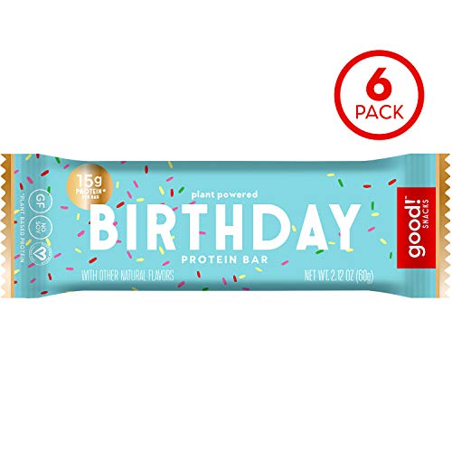 Product Cover good! Snacks Vegan Birthday Cake Protein Bar | Gluten-Free, Plant Based, Low Sugar, Kosher, Soy Free, Non GMO | 15g Protein (6 Bars)