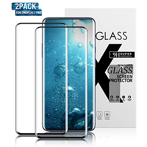Product Cover Gozhu (2-Pack) Oneplus 7 Pro Tempered Glass Screen Protector,Fingerprint Scaner 3D Liquid Clear Full Curved Edge Case Friendly Anti-Scratch Coverage for Oneplus 7 Pro