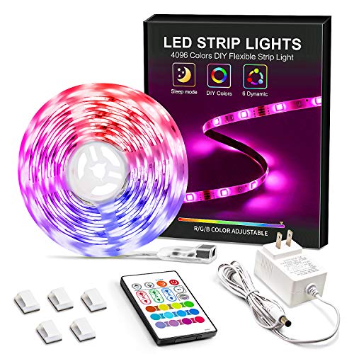 Product Cover MYPLUS LED Strip Lights, 16.4ft Waterproof Light Strip with Remote Color Changing, Safety 12V Power Supply SMD 5050 RGB Tape Light for Room, Home, Bar, Christmas Decor