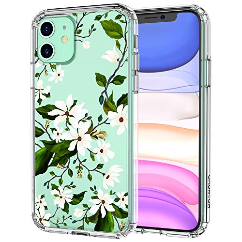 Product Cover MOSNOVO iPhone 11 Case, Magnolia Floral Flower Pattern Clear Design Transparent Plastic Hard Back Case with TPU Bumper Protective Case Cover for Apple iPhone 11 (2019)