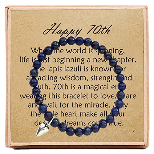 Product Cover 70th Birthday Gifts for Women Turning 70 - Bead Bracelet with Message Card & Gift Box - Seventieth