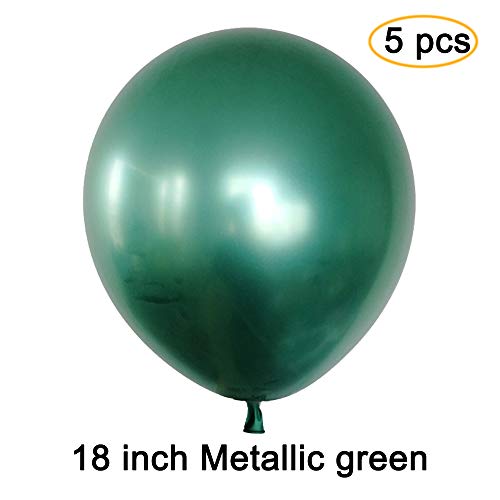 Product Cover 18 inch Metallic Balloons for Party 5 pcs Thick Latex balloons for Birthday Wedding Engagement Anniversary Christmas Festival Picnic or any Friends & Family Party Decorations-Metallic green