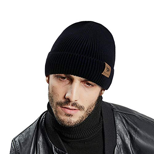 Product Cover Paragon Beanie Hat for Men Winter Warm Knit Hats Slouchy Thick Beanie Skull Cap Thick (Black)