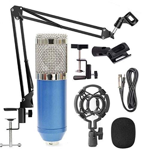Product Cover Alfa Mart BM 800 mic Silica Gel professional Sound Studio Recording Dynamic Professional Condenser Ultra-sensitivity Recording Microphone Set with Mic stand with blue color mic
