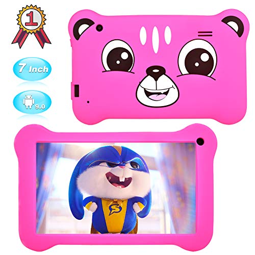 Product Cover Kids Tablet 7 inch Android 9.0 Kids Edition Tablet with WiFi,GMS Certified,Dual Camera Children Tablet 2GB+16GB, Parental Control, Kids Software Pre-Installed with Kids-Proof Case.