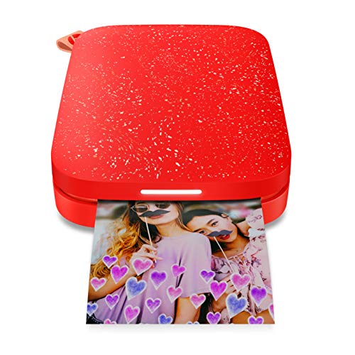 Product Cover HP Sprocket Portable Photo Printer 2nd Edition (Cherry Tomato) & Sprocket Photo Paper, Sticky-Backed 20 sheets