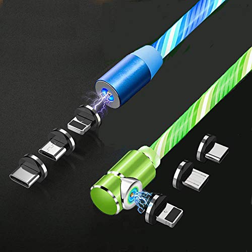 Product Cover LED Flowing Magnetic Phone Charger Cable, SUKER Light Up Shining Charging Cable 3 in 1 USB Cable - 2Pack