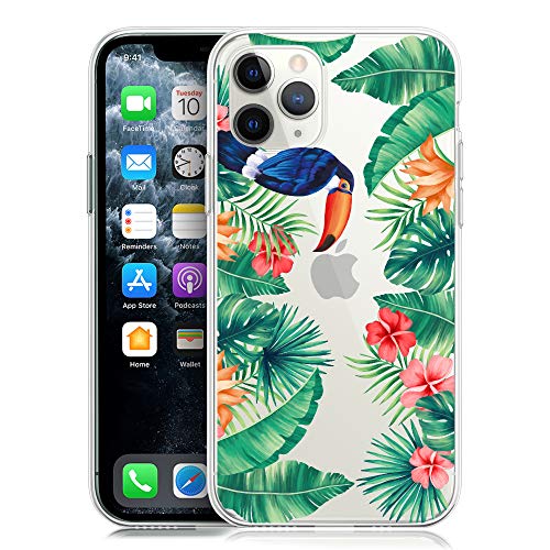 Product Cover MCFANCE iPhone 11 Pro Case Tropical, iPhone 11 Pro Floral Case Clear Flower Design TPU Ultra Thin Transparent Protective Cover for iPhone 11 Pro 5.8 inch 2019 (Parrot)