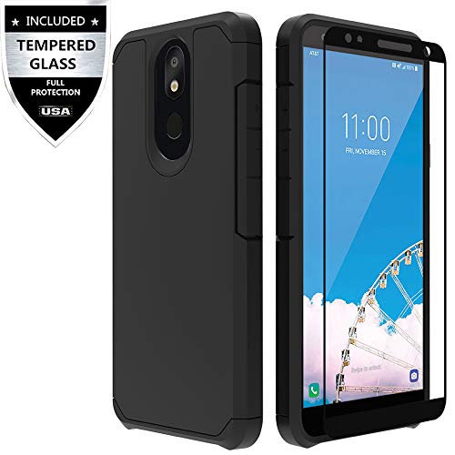Product Cover IDEA LINE LG Tribute Royal/LG Escape Plus/LG Arena 2 / LG Journey LTE/LG Aristo 4 Plus/LG Prime 2 Case with Tempered Glass Screen Protector, Hybrid Slim Fit Cover - Black