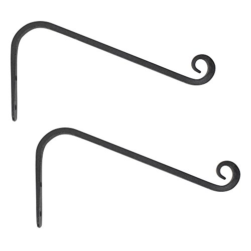 Product Cover Hand Forged Curved Hook, 12 Inch, Black, 2-Pack, for Bird Feeders, Planters, Lanterns, Wind Chimes, As Wall Brackets and More!
