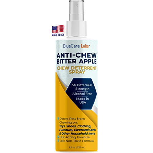 Product Cover Bitter Apple Spray for Dogs Anti Chew Spray Deterrent Training Treatment Stop Biting & Chewing Spray for Dogs Puppies Cats & Kittens Alcohol Free & Non Toxic Chew Repellent Formula 8oz