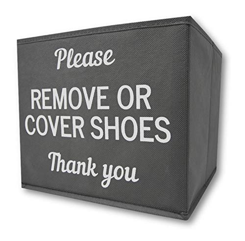 Product Cover RE Goods Shoe Cover Box | Disposable Shoe Bootie Holder For Realtor Listings and Open Houses | Please Cover or Remove Shoes Bin | Shoe Bootie Box (Grey)