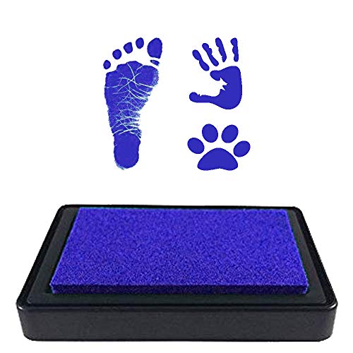 Product Cover Ink Pad for Baby Footprint, Baby Handprint, Paw Print Pad, Create Impressive Keepsake Stamp, Non-Toxic Ink pad, Perfect Baby Shower Registry Gift for Boys and Girls (Blue)