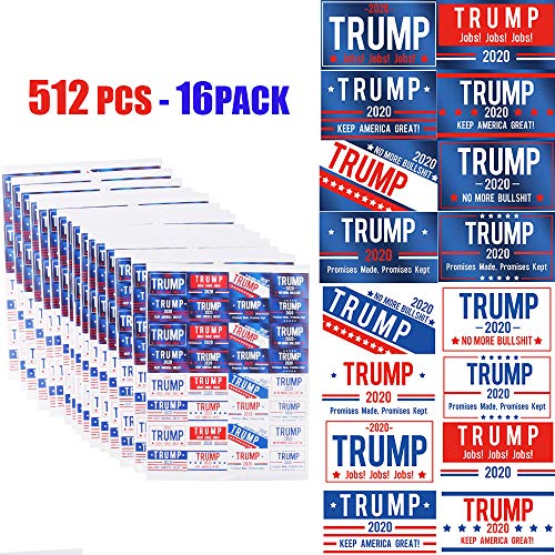 Product Cover Anothera 512 Pieces Trump 2020 Stickers 2'' x 1.2'' Presidential Election Waterproof Stickers Parade & Election Day Elebration Decorations 8 Patterns...