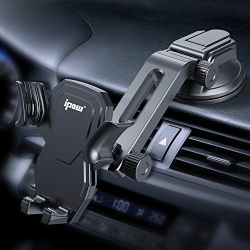 Product Cover IPOW Car Phone Mount Holder Hands Free Car Phone Holder Dashboard Gravity Cell Phone Holder Mount with Auto Retractable Clamp Maximum Angle Adjustment for iPhone XR/XS Max/X/8/7 Galaxy S10/S9/Note 9
