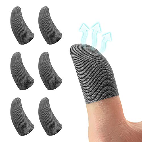 Product Cover Newseego Mobile Game Controller Finger Sleeve Sets [6 Pack],Smooth Thin Anti-Sweat Breathable Full Touch Screen Sensitive Shoot Aim Joysticks Finger Set for Knives Out/Rules of Survival-Gray