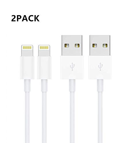 Product Cover 2Pack Apple Original Charger [Apple MFi Certified] Lightning to USB Cable Compatible iPhone Xs Max/Xr/Xs/X/8/7/6s/6plus/5s,iPad Pro/Air/Mini,iPod Touch(White 1M/3.3FT) Original Certified