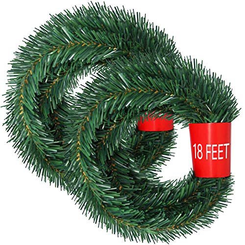 Product Cover Artiflr 2 Strands Christmas Garland, Total 40 Feet Artificial Pine Garland Soft Greenery Garland for Holiday Wedding Party,Stairs,Fireplaces Decoration, Outdoor/Indoor Use